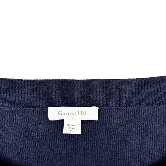 Garnet Hill Navy Blue Gray Wool Angora Blend Sweater Sz XL - Picture 2 of 4